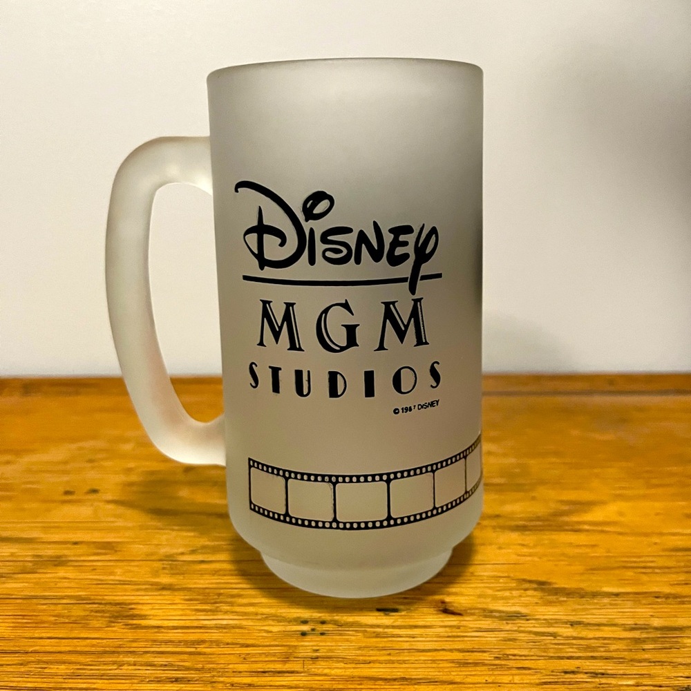 VTG Disney MGM Studios Frosted Glass Mug with Mickey Silhouette